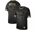 St. Louis Cardinals #24 Whitey Herzog Authentic Black Gold Fashion Baseball Jersey