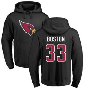 Arizona Cardinals #33 Tre Boston Black Name & Number Logo Pullover Hoodie