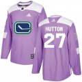 Vancouver Canucks #27 Ben Hutton Authentic Purple Fights Cancer Practice NHL Jersey