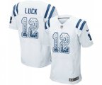 Indianapolis Colts #12 Andrew Luck Elite White Road Drift Fashion Football Jersey