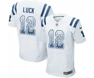 Indianapolis Colts #12 Andrew Luck Elite White Road Drift Fashion Football Jersey