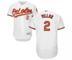 Baltimore Orioles #2 Jonathan Villar White Home Flex Base Authentic Collection Baseball Jersey