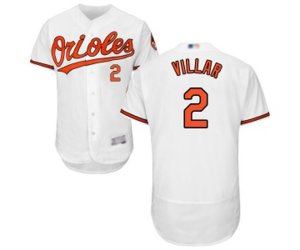 Baltimore Orioles #2 Jonathan Villar White Home Flex Base Authentic Collection Baseball Jersey