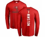 Tampa Bay Buccaneers #3 Jameis Winston Red Backer Long Sleeve T-Shirt