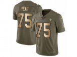 New Orleans Saints #75 Andrus Peat Limited Olive Gold 2017 Salute to Service NFL Jersey