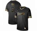Atlanta Braves #6 Bobby Cox Authentic Black Gold Fashion Baseball Jersey