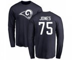 Los Angeles Rams #75 Deacon Jones Navy Blue Name & Number Logo Long Sleeve T-Shirt