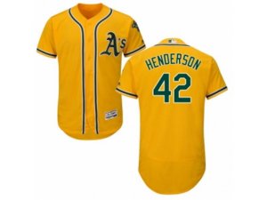 Oakland Athletics #42 Dave Henderson Gold Flexbase Authentic Collection MLB Jersey