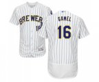 Milwaukee Brewers #16 Ben Gamel White Home Flex Base Authentic Collection Baseball Jersey