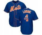 New York Mets #4 Jed Lowrie Authentic Royal Blue Team Logo Fashion Cool Base Baseball Jersey