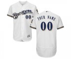 Milwaukee Brewers Customized White Alternate Flex Base Authentic Collection Baseball Jersey