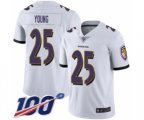 Baltimore Ravens #25 Tavon Young White Vapor Untouchable Limited Player 100th Season Football Jersey
