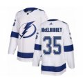 Tampa Bay Lightning #35 Curtis McElhinney Authentic White Away Hockey Jersey