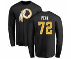 Washington Redskins #72 Donald Penn Black Name & Number Logo Long Sleeve T-Shirt