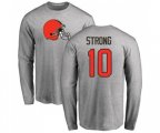 Cleveland Browns #10 Jaelen Strong Ash Name & Number Logo Long Sleeve T-Shirt