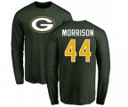 Green Bay Packers #44 Antonio Morrison Green Name & Number Logo Long Sleeve T-Shirt