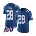 Indianapolis Colts #28 Marshall Faulk Limited Royal Blue Rush Vapor Untouchable 100th Season Football Jersey