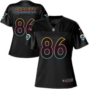 Women Los Angeles Rams #86 Derek Carrier Game Black Fashion NFL Jersey