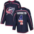 Columbus Blue Jackets #4 Scott Harrington Authentic Navy Blue USA Flag Fashion NHL Jersey