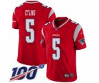 New England Patriots #5 Danny Etling Limited Red Inverted Legend 100th Season Football Jersey