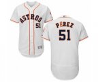 Houston Astros Cionel Perez White Home Flex Base Authentic Collection Baseball Player Jersey