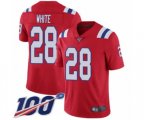 New England Patriots #28 James White Red Alternate Vapor Untouchable Limited Player 100th Season Football Jersey