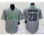 Philadelphia Eagles #20 Brian Dawkins Grey With Patch Cool Base Stitched Baseball Jersey