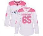 Women Washington Capitals #65 Andre Burakovsky Authentic White Pink Fashion NHL Jersey