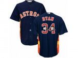 Houston Astros #34 Nolan Ryan Authentic Navy Blue Team Logo Fashion Cool Base MLB Jersey