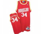 Houston Rockets #34 Hakeem Olajuwon Authentic Red Throwback NBA Jersey