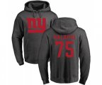 New York Giants #75 Jon Halapio Ash One Color Pullover Hoodie