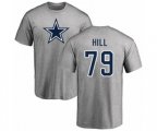 Dallas Cowboys #79 Trysten Hill Ash Name & Number Logo T-Shirt
