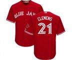 Toronto Blue Jays #21 Roger Clemens Replica Scarlet Alternate Cool Base Baseball Jersey