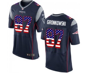 New England Patriots #87 Rob Gronkowski Elite Navy Blue Home USA Flag Fashion Football Jersey