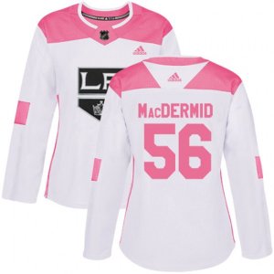 Women\'s Los Angeles Kings #56 Kurtis MacDermid Authentic White Pink Fashion NHL Jersey