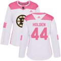 Women Boston Bruins #44 Nick Holden Authentic White Pink Fashion NHL Jersey