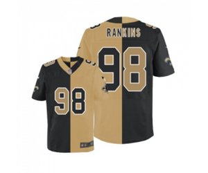 New Orleans Saints #98 Sheldon Rankins Elite Black White Split Fashion Football Jersey