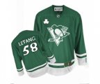 Reebok Pittsburgh Penguins #58 Kris Letang Authentic Green St Patty's Day NHL Jersey