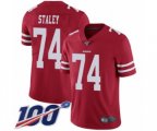 San Francisco 49ers #74 Joe Staley Red Team Color Vapor Untouchable Limited Player 100th Season Football Jersey