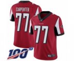 Atlanta Falcons #77 James Carpenter Red Team Color Vapor Untouchable Limited Player 100th Season Football Jersey