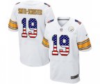 Pittsburgh Steelers #19 JuJu Smith-Schuster Elite White Road USA Flag Fashion Football Jersey