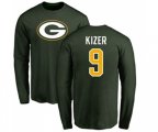 Green Bay Packers #9 DeShone Kizer Green Name & Number Logo Long Sleeve T-Shirt