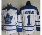 Toronto Maple Leafs #1 Johnny Bower White CCM Throwback Winter Classic Stitched Hockey Jersey