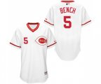 Cincinnati Reds #5 Johnny Bench Authentic White 1990 Turn Back The Clock Baseball Jersey