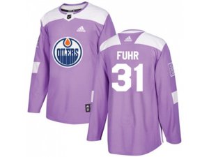 Edmonton Oilers #31 Grant Fuhr Purple Authentic Fights Cancer Stitched NHL Jersey