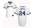 Seattle Mariners #24 Ken Griffey Authentic White Cooperstown Throwback Baseball Jersey