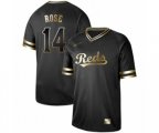 Cincinnati Reds #14 Pete Rose Authentic Black Gold Fashion Baseball Jersey
