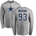 Dallas Cowboys #93 Benson Mayowa Ash Name & Number Logo Long Sleeve T-Shirt