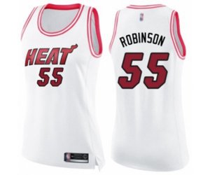 Women\'s Miami Heat #55 Duncan Robinson Swingman White Pink Fashion Basketball Jersey