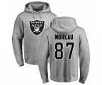 Oakland Raiders #87 Foster Moreau Ash Name & Number Logo Pullover Hoodie